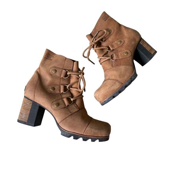 Sorel Addington Lace Up Bootie Womens Size 8.5 Elk Brown Leather Waterproof - Picture 1 of 11